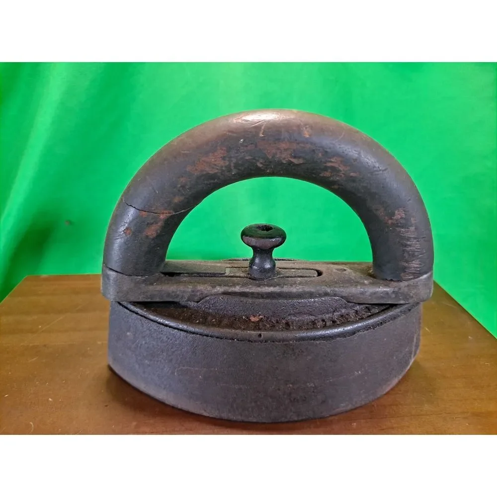 Vintage Clothes Sad Iron Press With‎ Wooden Handle/ Barn Find/ 2 Pieces